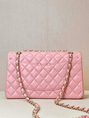 Chanel A01112 Flap Classic 11.12 Handbag Lambskin & Gold-Tone Metal Cherry Blossom Pink - Default Title - View 8