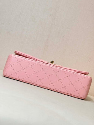 Chanel A01112 Flap Classic 11.12 Handbag Lambskin & Gold-Tone Metal Cherry Blossom Pink - Default Title - View 10