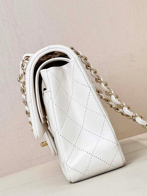 Chanel A01112 Flap Classic 11.12 Handbag Lambskin & Gold-Tone Metal White - Default Title - View 7