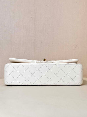 Chanel A01112 Flap Classic 11.12 Handbag Lambskin & Gold-Tone Metal White - Default Title - View 10
