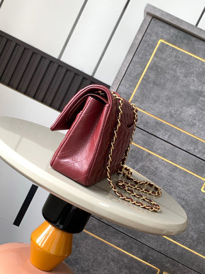 Chanel A01112 Flap Classic 11.12 Handbag Lambskin & Gold-Tone Metal Wine Red - Default Title - View 2