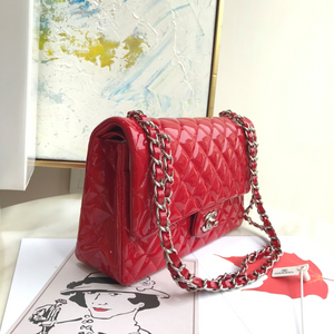 Chanel A01112 Flap Classic 11.12 Handbag Patent leather Red - Gold - View 10