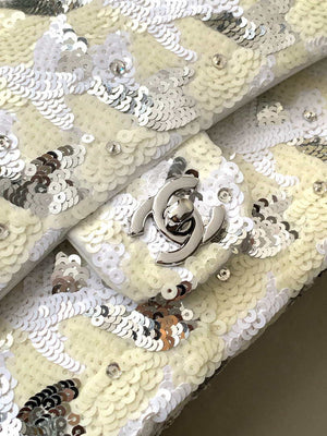Chanel A01112 Flap Classic 11.12 Handbag Sequined & Lambskin White - Default Title - View 6