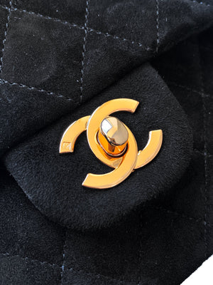 Chanel A01112 Flap Classic 11.12 Handbag Suede leather & Gold-Tone Metal Black - Default Title - View 6