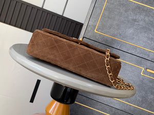 Chanel A01112 Flap Classic 11.12 Handbag Suede leather & Gold-Tone Metal Tan - Default Title - View 5