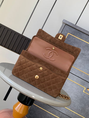 Chanel A01112 Flap Classic 11.12 Handbag Suede leather & Gold-Tone Metal Tan - Default Title - View 6