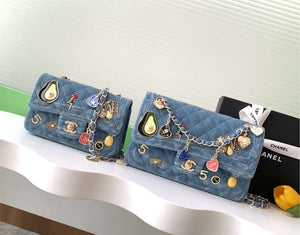Chanel A01112 Flap Classic 11.12 Handbag Vintage denim jeans & Gold-Tone - Default Title - View 10