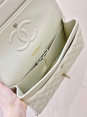 Chanel A01112 Flap Classic 11.12 Handbag White Lambskin Gold - Default Title - View 9