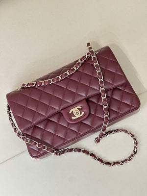 Chanel A01112 Flap Classic 11.12 Handbag Wine Red Lambskin Gold - Default Title - View 3