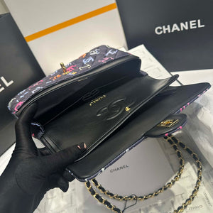 Chanel A01112 Flap Classic 11.12 Printed Fabric & Gold Metal Black & Multicolour - Default Title - View 8