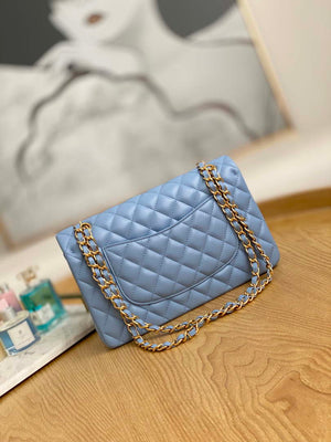 Chanel A01112 Flap Classic Bag Lambskin Light Blue Gold - Default Title - View 2
