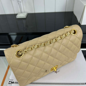 Chanel A01112 Flap Classic Handbag Grained Calfskin & Gold-Tone Metal Apricot - Default Title - View 4