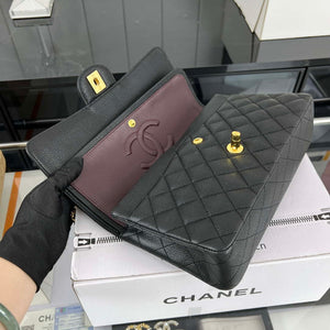Chanel A01112 Flap Classic Handbag Grained Calfskin & Gold-Tone Metal Black - Default Title - View 7