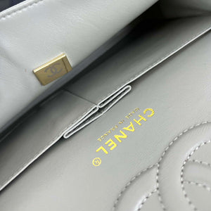 Chanel A01112 Flap Classic Handbag Grained Calfskin & Gold-Tone Metal Gray - Default Title - View 9