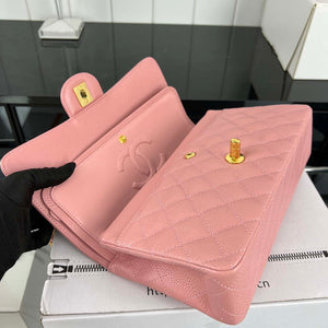 Chanel A01112 Flap Classic Handbag Grained Calfskin & Gold-Tone Metal Pink - Default Title - View 7