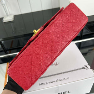 Chanel A01112 Flap Classic Handbag Grained Calfskin & Gold-Tone Metal Red - Default Title - View 5