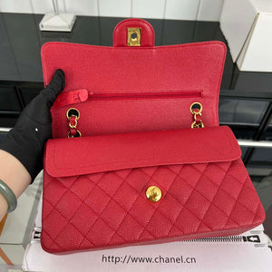 Chanel A01112 Flap Classic Handbag Grained Calfskin & Gold-Tone Metal Red - Default Title - View 6