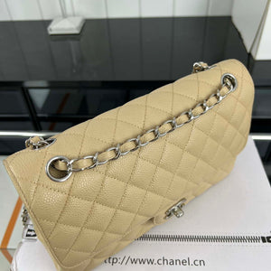 Chanel A01112 Flap Classic Handbag Grained Calfskin & Silver-Tone Metal Apricot - Default Title - View 4