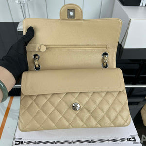 Chanel A01112 Flap Classic Handbag Grained Calfskin & Silver-Tone Metal Apricot - Default Title - View 6