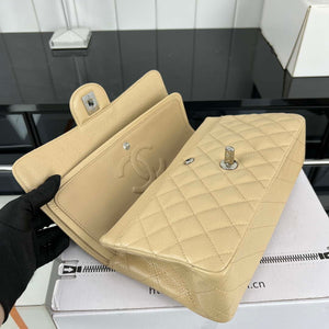 Chanel A01112 Flap Classic Handbag Grained Calfskin & Silver-Tone Metal Apricot - Default Title - View 7