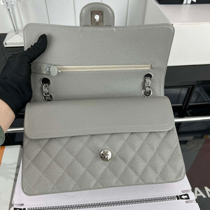 Chanel A01112 Flap Classic Handbag Grained Calfskin & Silver-Tone Metal Gray - Default Title - View 6