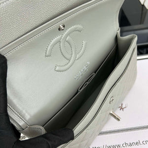Chanel A01112 Flap Classic Handbag Grained Calfskin & Silver-Tone Metal Gray - Default Title - View 8