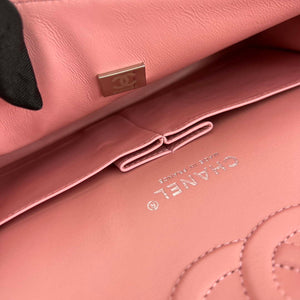 Chanel A01112 Flap Classic Handbag Grained Calfskin & Silver-Tone Metal Pink - Default Title - View 9