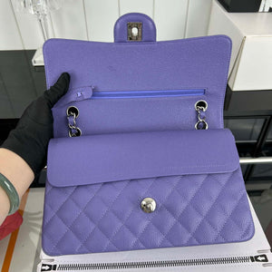 Chanel A01112 Flap Classic Handbag Grained Calfskin & Silver-Tone Metal Purple - Default Title - View 6