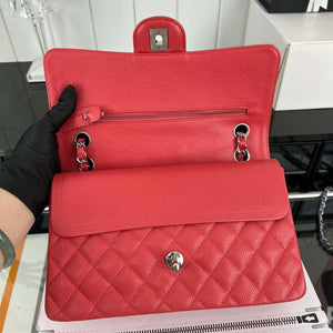 Chanel A01112 Flap Classic Handbag Grained Calfskin & Silver-Tone Metal Red - Default Title - View 6