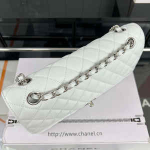 Chanel A01112 Flap Classic Handbag Grained Calfskin & Silver-Tone Metal White - Default Title - View 3
