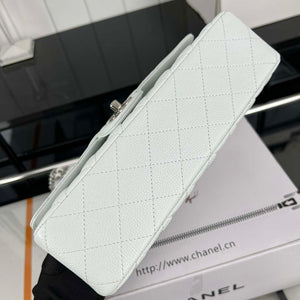 Chanel A01112 Flap Classic Handbag Grained Calfskin & Silver-Tone Metal White - Default Title - View 4
