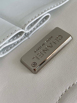 Chanel A01112 Flap Classic Handbag Tweed beads& Silver-Tone Metal White - Default Title - View 9