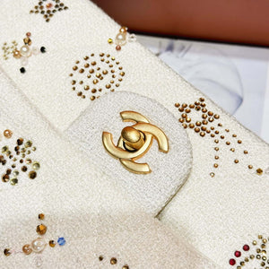 Chanel A01112 Flap Classic Handbag Tweed & Gold-Tone Metal Beige - Default Title - View 8