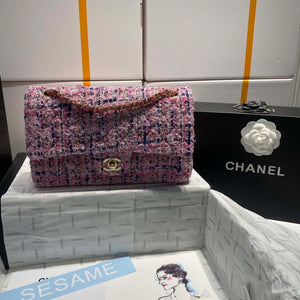 Chanel A01112 Flap Classic Handbag Tweed & Gold-Tone Metal Pink - Default Title - View 4
