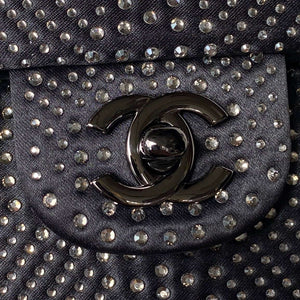Chanel A01112 Flap Classic Handbag Velvet Crystal pearl Black - Default Title - View 3