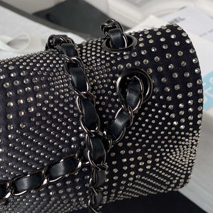 Chanel A01112 Flap Classic Handbag Velvet Crystal pearl Black - Default Title - View 4