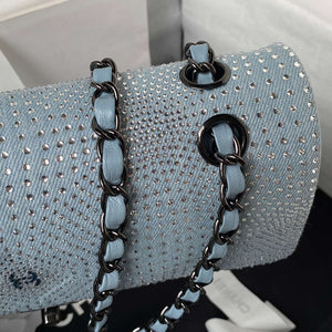 Chanel A01112 Flap Classic Handbag Velvet Crystal pearl Blue - Default Title - View 4