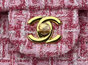 Chanel A01112 Flap Classic Handbag Woolen & Gold-Tone Metal Pink - Default Title - View 4