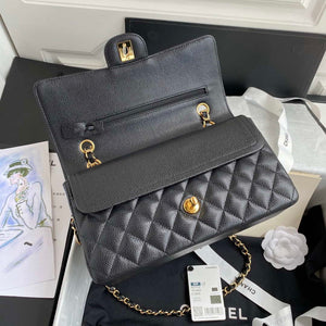 Chanel A01112 Flap Handbag Classic bag Grained shiny Calfskin Black Gold - Default Title - View 6