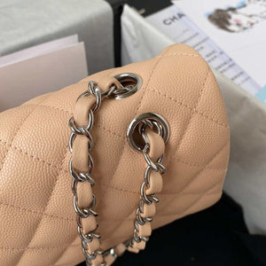 Chanel A01112 Flap Handbag Classic bag Grained shiny Calfskin Black Apricot Pink Silver - Default Title - View 4