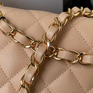 Chanel A01112 Flap Handbag Classic bag Grained shiny Calfskin Black Apricot Pink Gold - Default Title - View 5