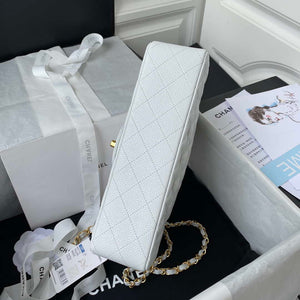 Chanel A01112 Flap Handbag Classic bag Grained shiny Calfskin White Gold - Default Title - View 5