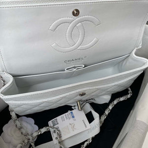 Chanel A01112 Flap Handbag Classic bag Grained shiny Calfskin White Silver - Default Title - View 6