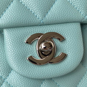 Chanel A01112 Flap Handbag Classic bag Grained shiny Calfskin Lake Blue Silver - Default Title - View 3