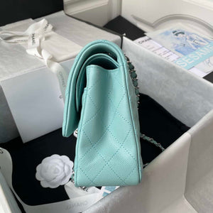 Chanel A01112 Flap Handbag Classic bag Grained shiny Calfskin Lake Blue Silver - Default Title - View 5