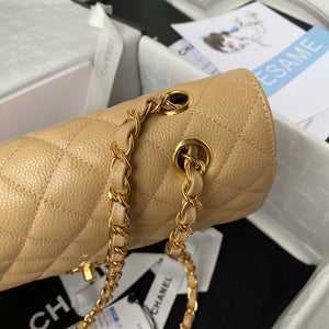 Chanel A01112 Flap Handbag Classic bag Grained shiny Calfskin Tan Gold - Default Title - View 4