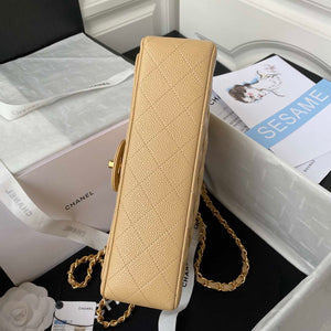 Chanel A01112 Flap Handbag Classic bag Grained shiny Calfskin Tan Gold - Default Title - View 6