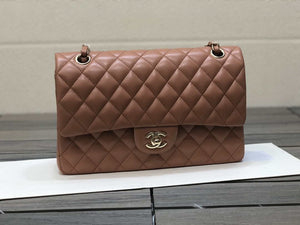 Chanel A01112 Flap Handbag Classic bag Lambskin Brown Shiny Gold - Default Title - View 1