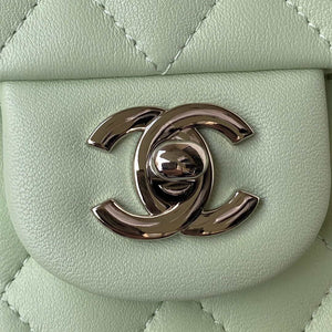 Chanel A01112 Flap Handbag Classic Bag Lambskin Light Green Silver - Default Title - View 3