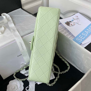 Chanel A01112 Flap Handbag Classic Bag Lambskin Light Green Silver - Default Title - View 6